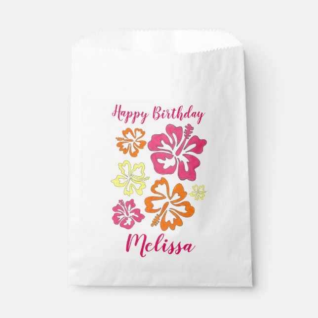 Hawaiian Tropical Hibiscus Flowers Floral Print Favour Bag (Front)