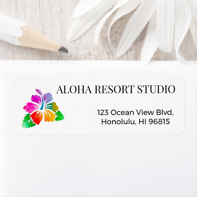 Hawaiian Tropical Hibiscus Return Address  Label (Creator Uploaded)