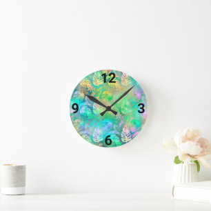 HAWAIIAN TROPICAL IRIDESCENT WALL CLOCK