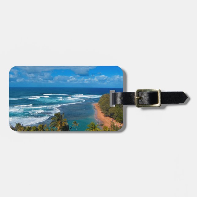 Hawaiian Tropical Island Luggage Tag (Front Horizontal)