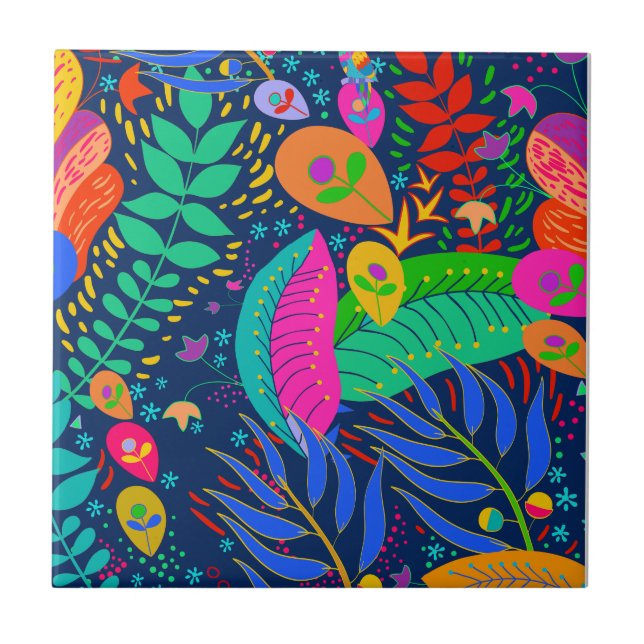 Hawaiian Tropical Jungle Ceramic Tile (Front)