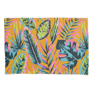 Hawaiian Tropical Leaves And Plants Print Pattern Pillowcase