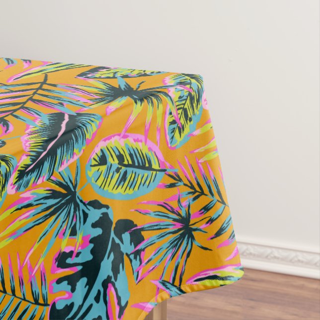 Hawaiian Tropical Leaves And Plants Print Pattern Tablecloth (In Situ)