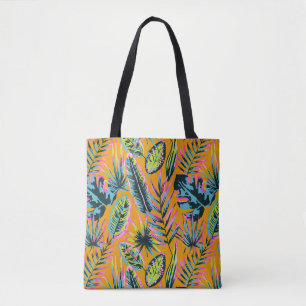 Hawaiian Tropical Leaves And Plants Print Pattern Tote Bag