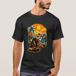 Hawaiian Tropical Maine Coon Cat Mum Dad Gift Anim T-Shirt