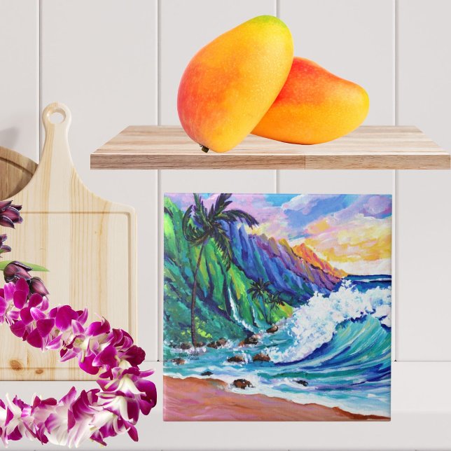 Hawaiian Tropical Na Pali Coast Ceramic Tile (Creator Uploaded)
