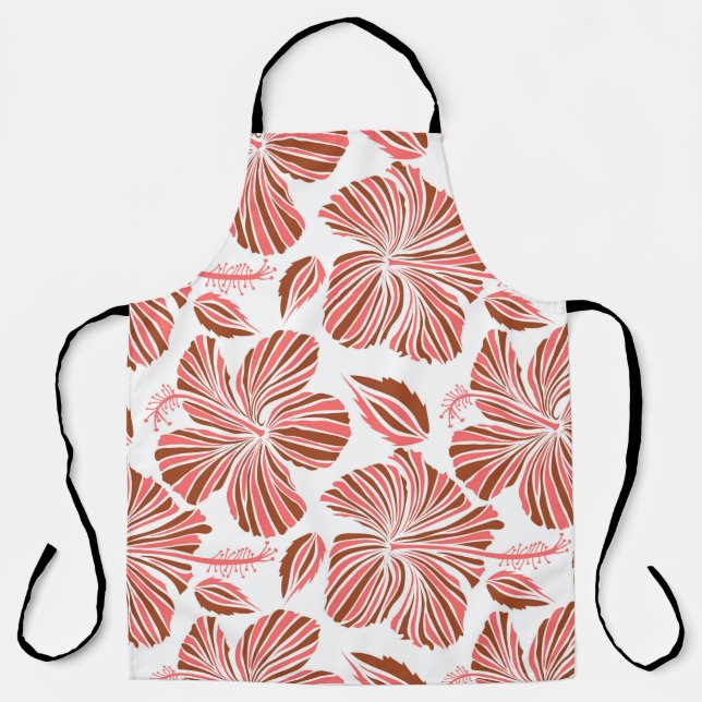 Hawaiian tropical natural floral in brown colours. apron (Front)