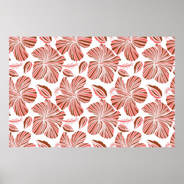 Hawaiian tropical natural floral in brown colours. poster (Front)