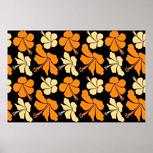 Hawaiian tropical natural floral seamless pattern  poster (Front)