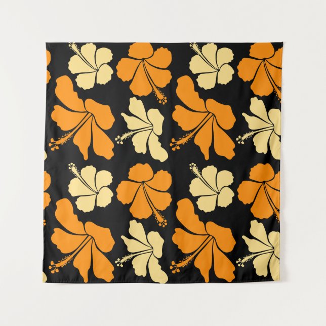 Hawaiian tropical natural floral seamless pattern  tapestry (Front)