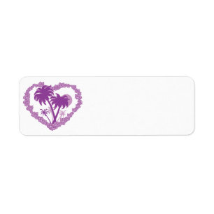 Hawaiian Tropical Palm Tree Heart Return Address Label