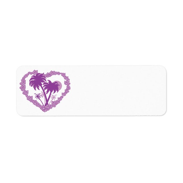 Hawaiian Tropical Palm Tree Heart Return Address Label (Front)