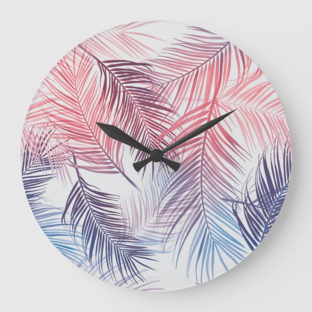 Hawaiian Tropical Palms: Stylish Seamless Large Clock (Front)