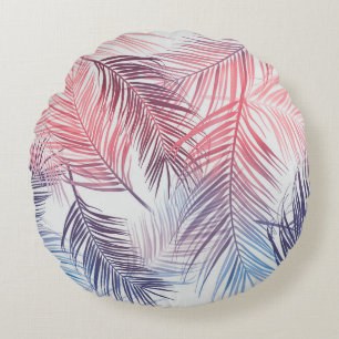 Hawaiian Tropical Palms: Stylish Seamless Round Cushion
