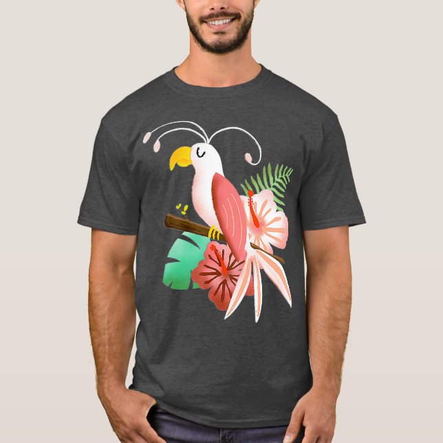 Hawaiian Tropical Parrot Cockatiel Bird Island T-Shirt (Front)