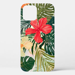 Hawaiian tropical plants, colourful flowers. iPhone 12 case
