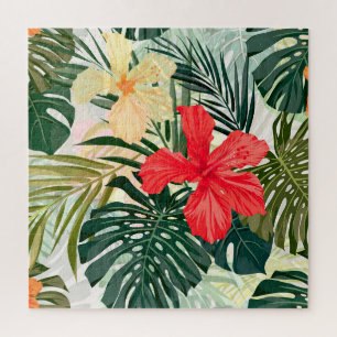 Hawaiian tropical plants, colourful flowers. jigsaw puzzle