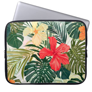 Hawaiian tropical plants, colourful flowers. laptop sleeve