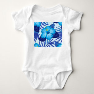 Hawaiian tropical plants, hibiscus pattern. baby bodysuit
