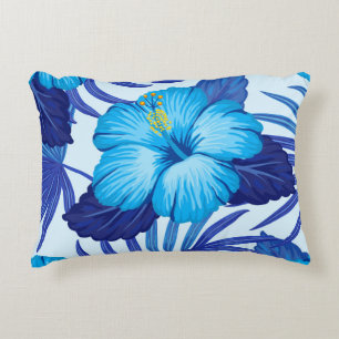 Hawaiian tropical plants, hibiscus pattern. decorative cushion