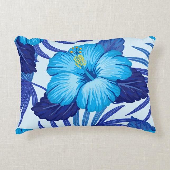 Hawaiian tropical plants, hibiscus pattern. decorative cushion (Front)