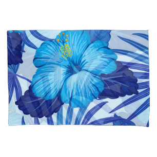 Hawaiian tropical plants, hibiscus pattern. pillowcase