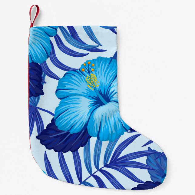 Hawaiian tropical plants, hibiscus pattern. small christmas stocking (Front)