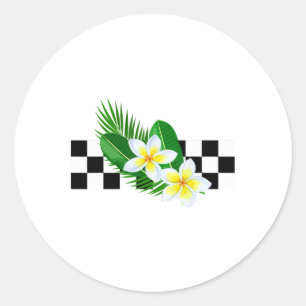 Hawaiian Tropical Plumeria Frangipani Chequerboard Classic Round Sticker
