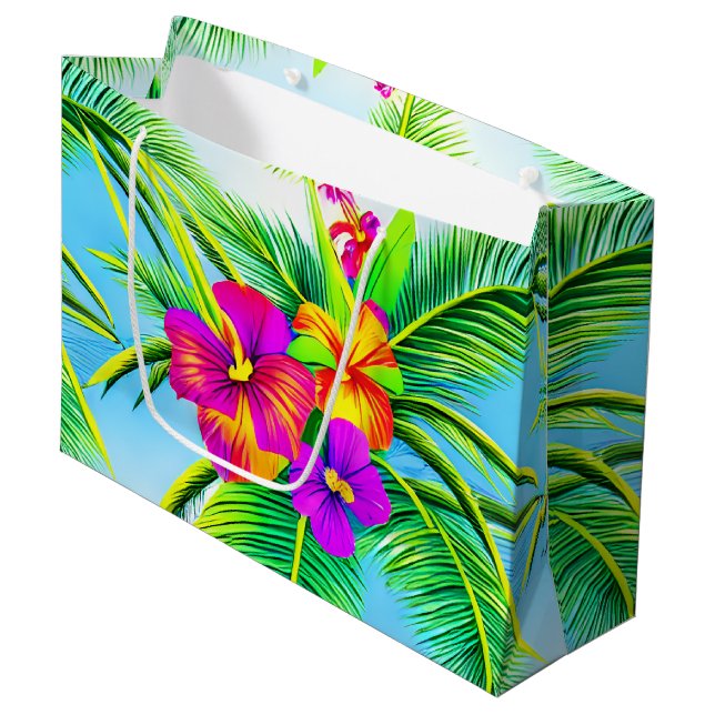 Hawaiian Tropical Seamless Pattern Large Gift Bag (Front Angled)