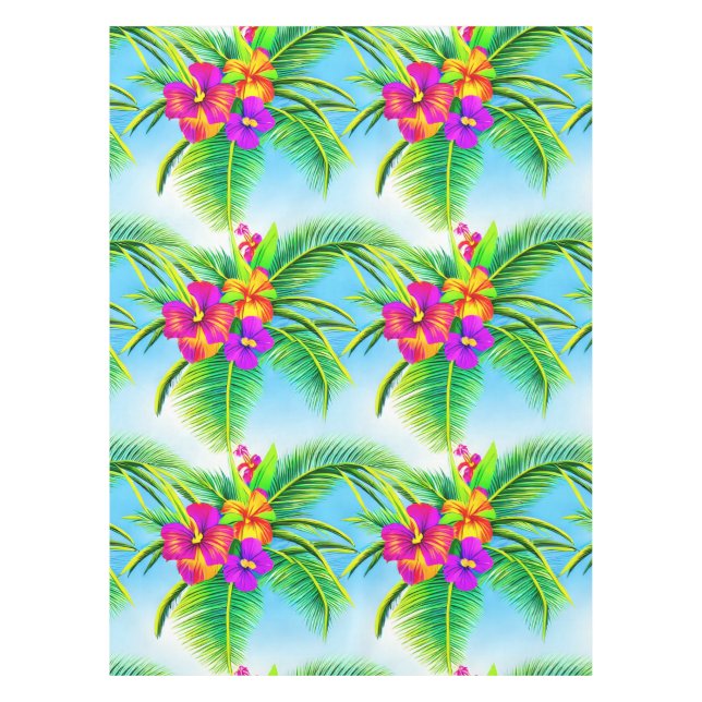 Hawaiian Tropical Seamless Pattern Tablecloth (Front)