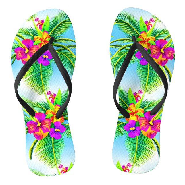 Hawaiian Tropical Seamless Pattern Thongs (Footbed)