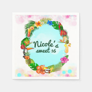 Hawaiian Tropical Summer Things Frame Luau Party Napkin