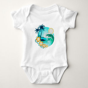 HAWAIIAN TROPICAL SURF ART BABY BODYSUIT