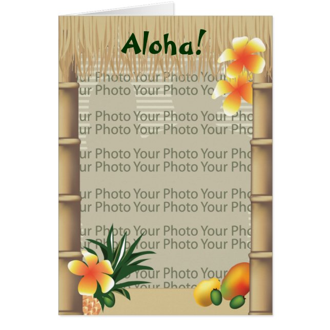 Hawaiian Tropical Tiki Hut Aloha Photo Frame Card (Front)