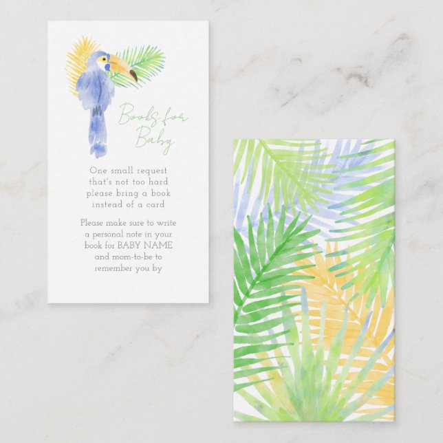 Hawaiian Tropical Toucan Baby Shower Book Request Enclosure Card (Front/Back)