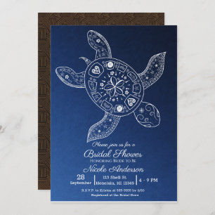 Hawaiian Tropical Turtle Blue Bridal Shower Invitation