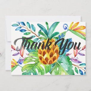 Hawaiian Tropical Watercolor Pineapple Thank You Card