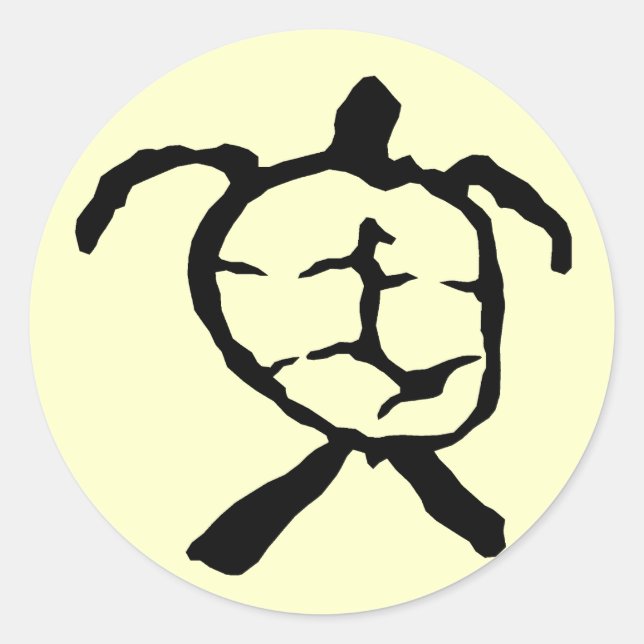 Hawaiian Turtle - black Classic Round Sticker (Front)