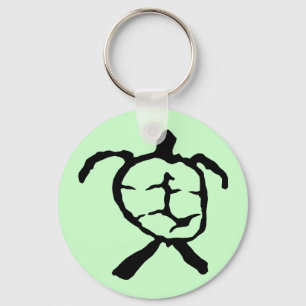 Hawaiian Turtle - black Key Ring