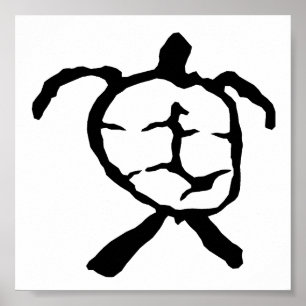 Hawaiian Turtle - black Poster