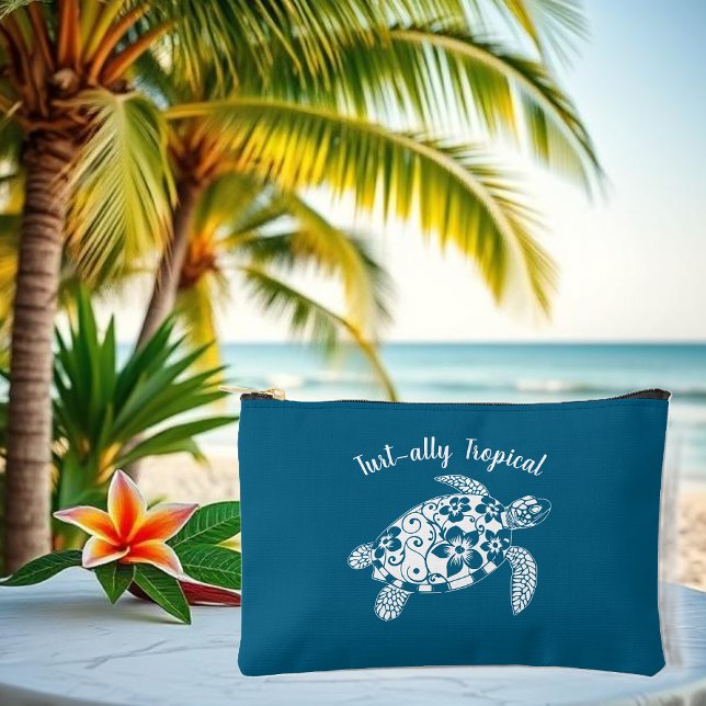 Hawaiian Turtle Fisherman Core-Ocean Blue Accessory Pouch (Hawaiian Turtle Turt-ally Tropical-Fisherman Core Summer duffel Bag Ocean Blue)