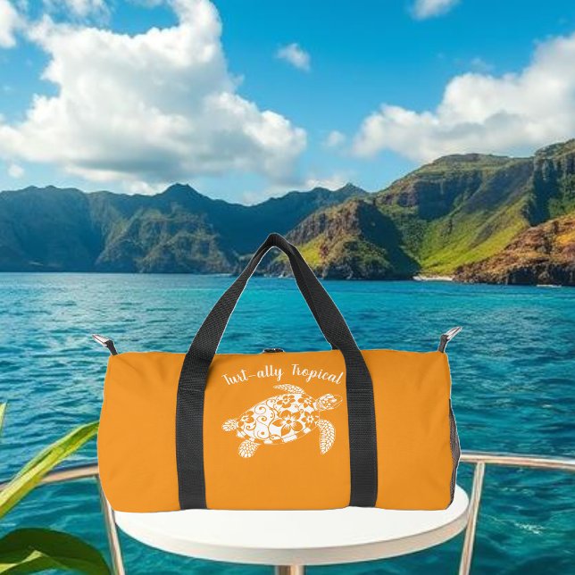 Hawaiian Turtle Fisherman Core Orange Duffle Bag (Hawaiian Turtle Turt-ally Tropical-Fisherman Core Summer duffel Bag Orange)
