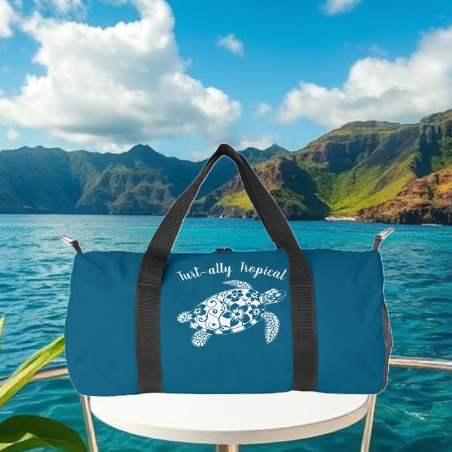 Hawaiian Turtle Fisherman Core Turtle Ocean Blue Duffle Bag (Hawaiian Turtle Turt-ally Tropical-Fisherman Core Summer duffel Bag Azure)