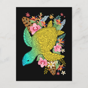 Hawaiian Turtle Lover Hawaii Colourful Flowers Postcard