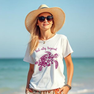 Hawaiian Turtle Turt-ally Tropical Wine Color T-Shirt