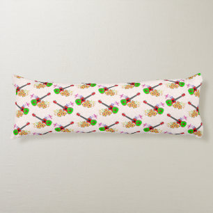 Hawaiian Ukulele Hibiscus Flowers Floral Body Cushion