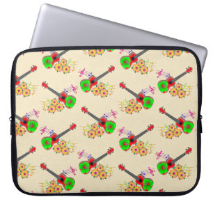 Hawaiian Ukulele Hibiscus Flowers Laptop Sleeve