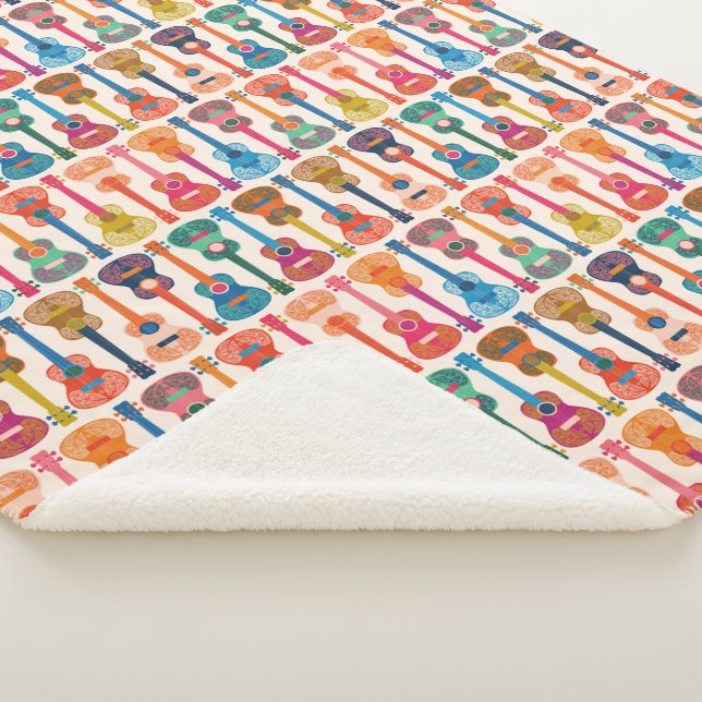 Hawaiian ukulele sherpa blanket (3/4)