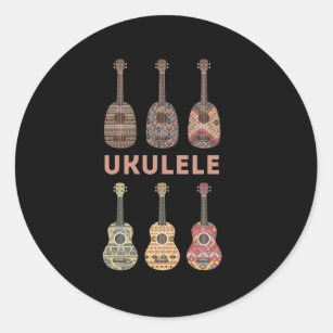 Hawaiian Ukulele Types of Musical Instruments Classic Round Sticker