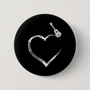 Hawaiian Ukulele Uke Heart 6 Cm Round Badge